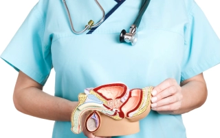 medico exhibiendo imagen del conducto testicular