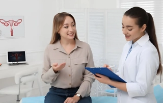 Doctora entrevistando a la paciente